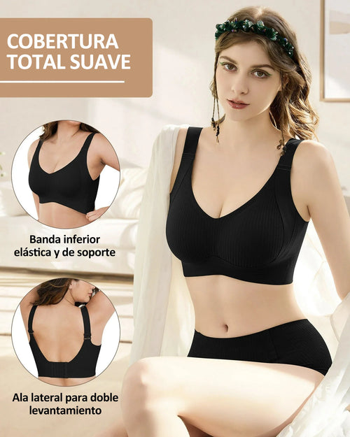 Sujetador push up ajustable sin aros y acanalado para mujer