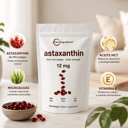 Astaxanthin 12 mg de Microingredients® Cuida tu piel, ojos y células
