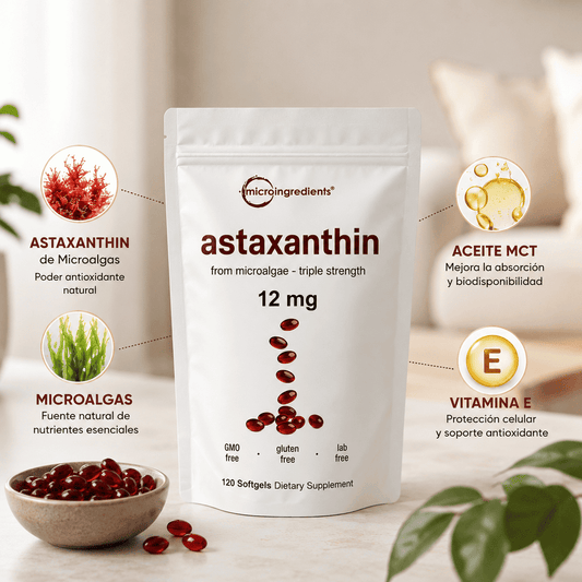 Astaxanthin 12 mg de Microingredients® Cuida tu piel, ojos y células