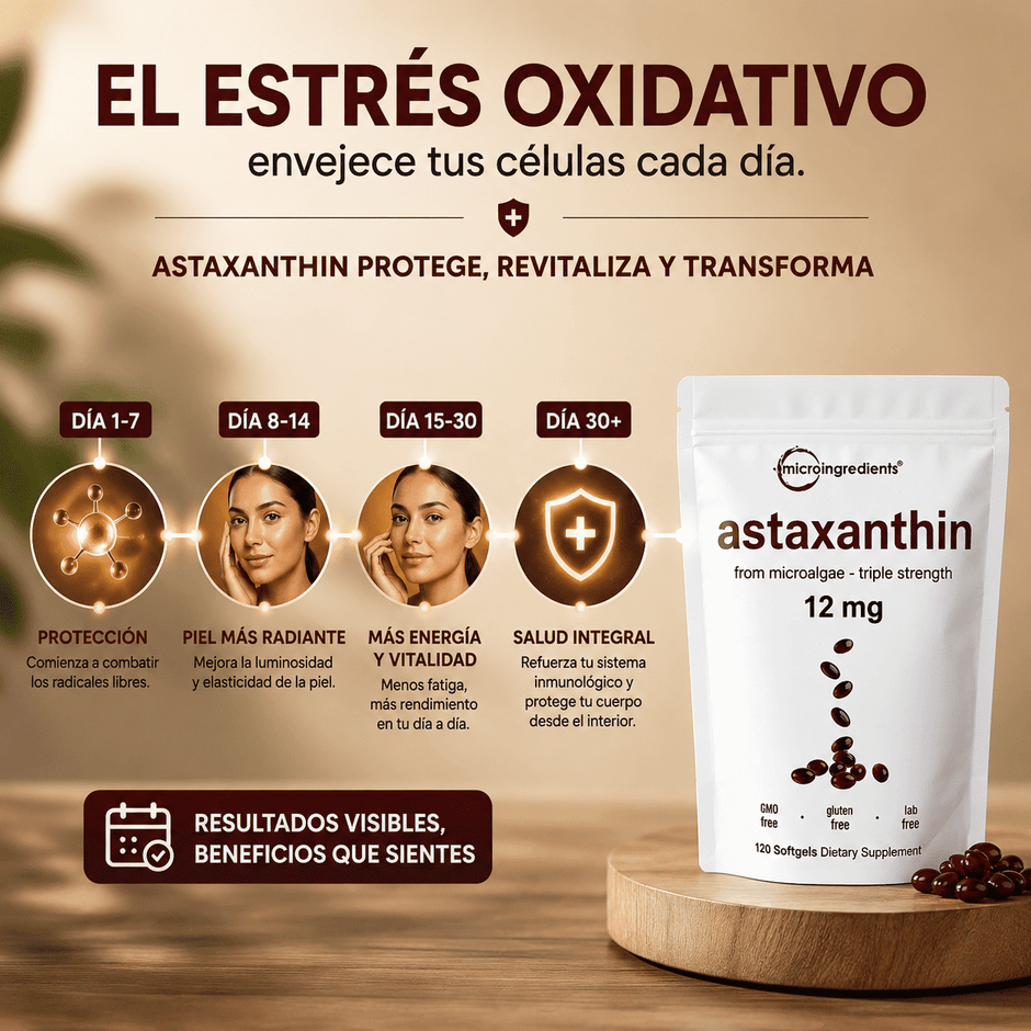 Astaxanthin 12 mg de Microingredients® Cuida tu piel, ojos y células