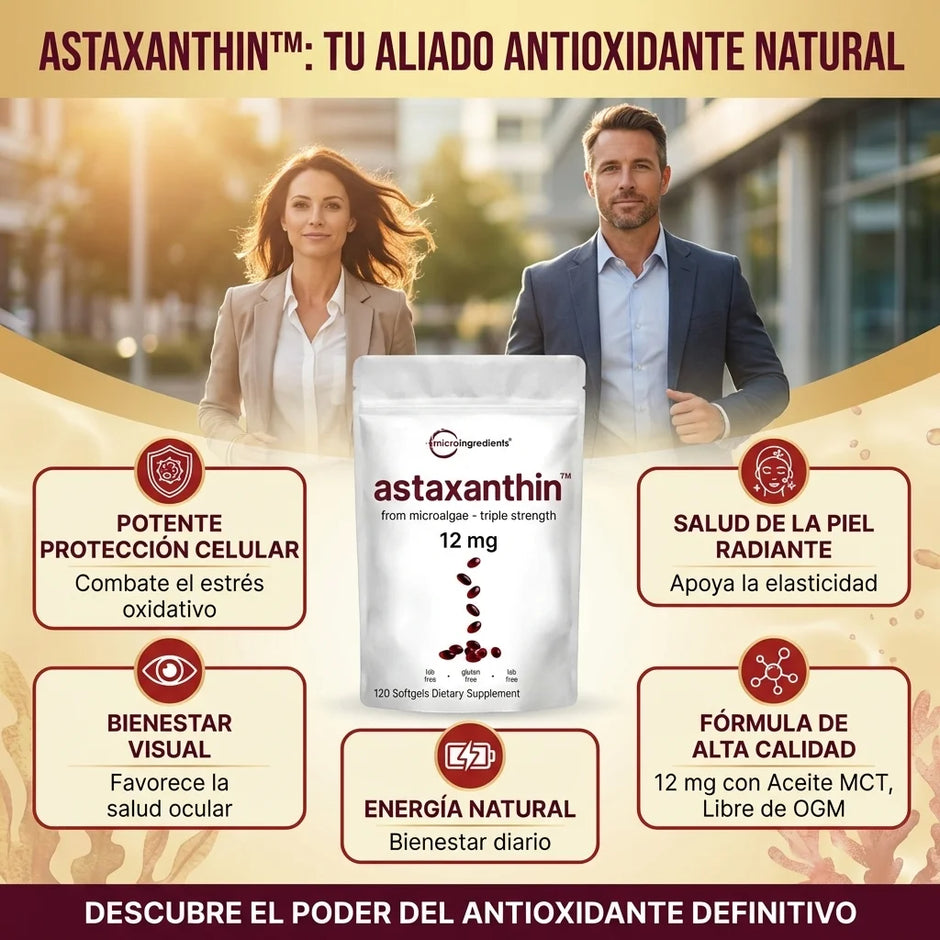Astaxanthin 12 mg de Microingredients® Cuida tu piel, ojos y células